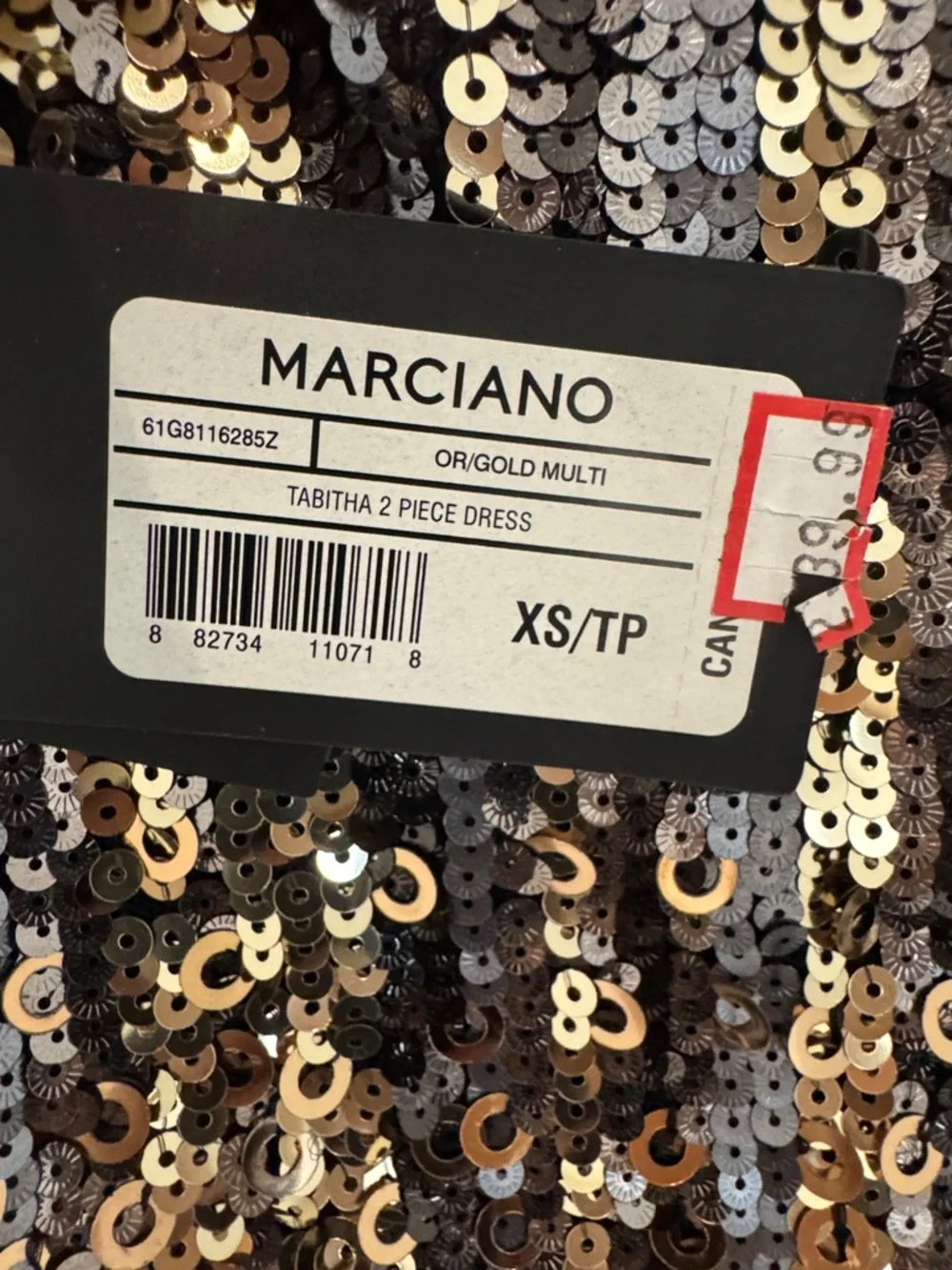 Marciano Black Top with Gold and Silver Sequins - Picture 4 of 4